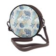 thumbnail image 2 of Zufioo Algae Corals and Seashells Print Leather Shoulder Round Bag, Waterproof Leather Crossbody Bag, Detachable Shoulder Strap and Carrying Loop, Women's Luggage Accessories-One Size, 2 of 5