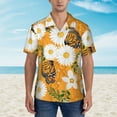 thumbnail image 4 of Daiia White Floral and Butterflies Hawaiian Shirt for Men Gentle Cotton Regular Short Sleeve Casual-X-Large, 4 of 9