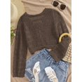 thumbnail image 2 of Women's Knit Cardigan Open Front Tie Front Long Sleeve Cropped Loose Fit Ribbed Cuffs Hem Top for Spring Summer Fall Layering Boho Vacation Daily Outfits, 2 of 5