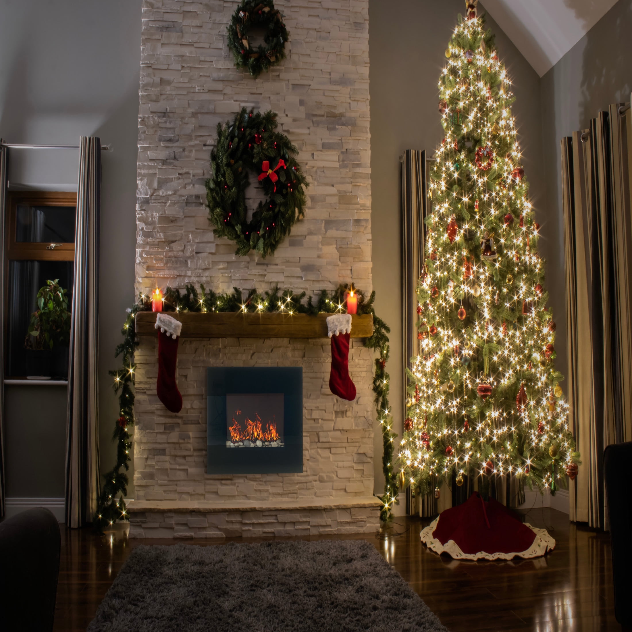 Northwest Wall-Mount Electric Fireplace Heater with Remote Control (Black)