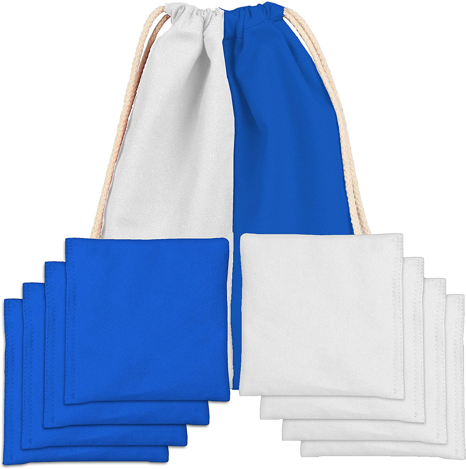 QUALITY BAGS!! SET OF 8 RED & ROYAL BLUE WATERPROOF ALL WEATHER CORNHOLE BAGS! 