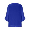 thumbnail image 5 of Jinhomg Womens Elegant Tunics Dressy Casual Solid Ruffle Hem Wedding Tops Lightweight Comfy 3/4 Sleeve Crew Neck Mesh Shirts Cocktail Party Blouses Blue L, 5 of 10