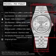 Pagani Design New Mens Automatic Watch Stainless Steel Mechanical Waterproof Wrist Watch for Men, Synthetic Sapphire Dial Glass PD-YS027
