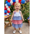 thumbnail image 5 of BemeyourBBs Toddler Baby Girl 4th of July Dress Little Baby Girl Patriot Independence Day Summer Dress Casual Red White Blue Plaid I Love USA Tiered Dress Beach Party Holiday Derss Clothes, 5 of 9