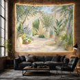 thumbnail image 6 of Mediterranean Patio Garden with Stone Archway and Potted Plants Serene Impressionist for Art Lovers Botanical Wall Art Housewarming Gift Tapestry Wall Hanging for Living Room and Dorm, 6 of 7