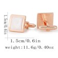 thumbnail image 2 of Gemelos elegantes cuadrados de oro rosa con incrustaciones en espiral blanca, 2 of 2