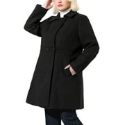 Agnes Orinda Women's Plus Size Coats Notched Lapel Single Breasted Winter Long Peacoats 3X Black