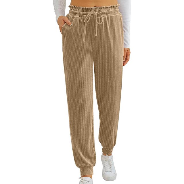Puntoco Mujer Pana Casual Sólido Elástico Cintura Pantalones Largos Rectos Pantalones Puntoco Puntoco-8066