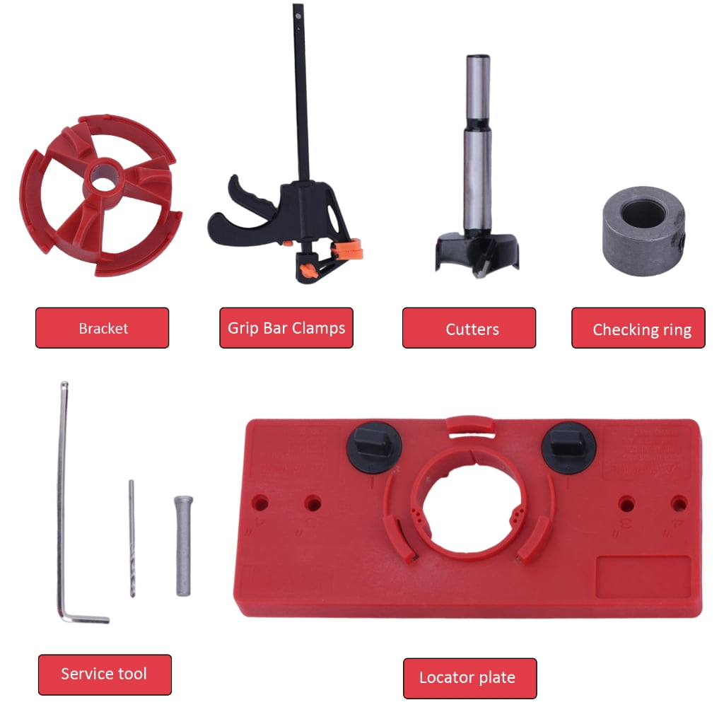 Zeiwohndc 35mm Hinge Boring Jig Woodworking Hole Drilling Guide Locator Hole Opener Set