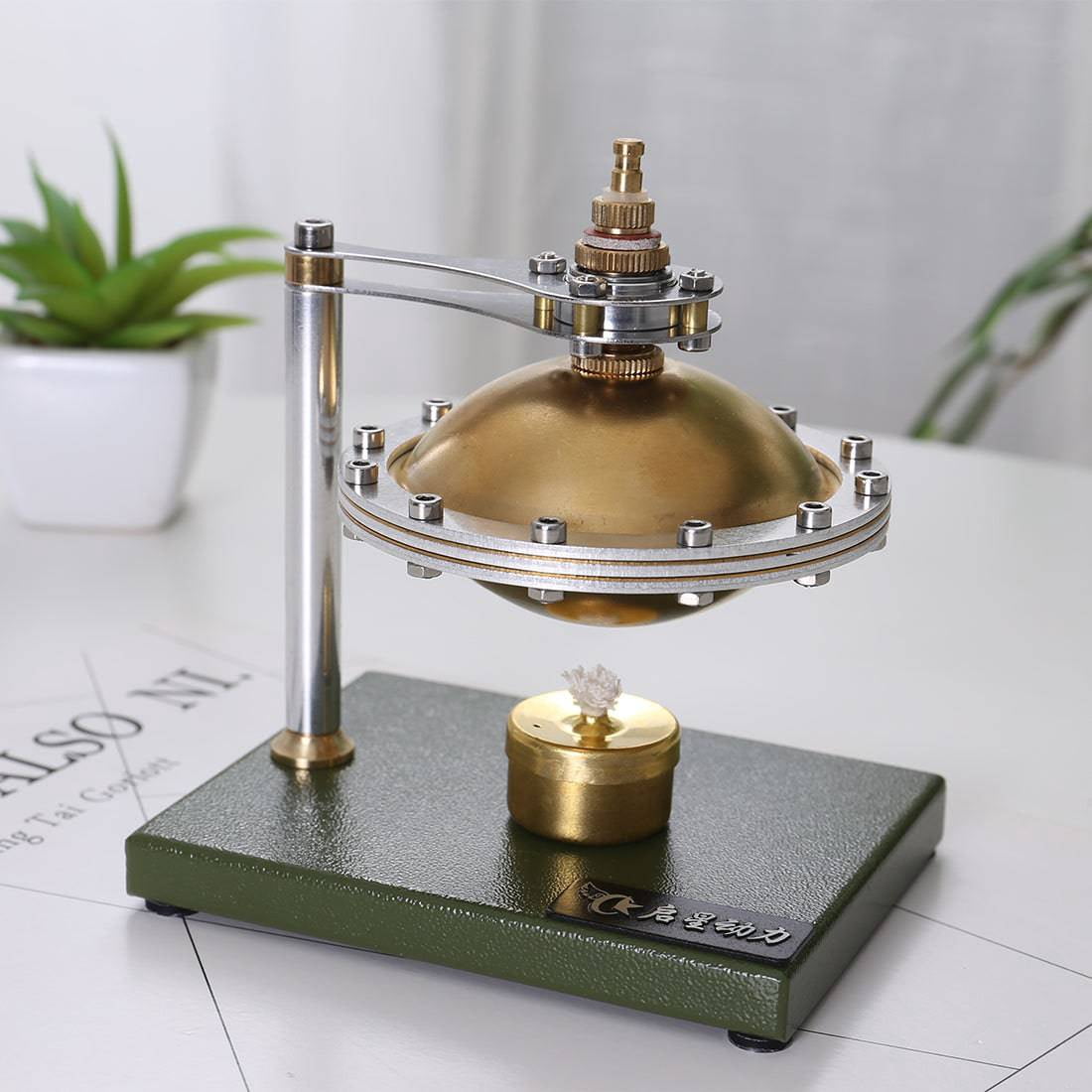 DIY UFO Stirling Engine Model Kit, Heat Powered Spin Suspension Hot Air Engine with Alcohol Lamp, All-Metal Mechanical Assembly Engine for Desktop Demonstration & Adult Engineering Display