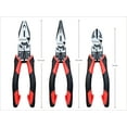 thumbnail image 2 of 3PCS Combination Pliers Set, 9 In 1 Multifunction Electrician Tool, 8.5" Long Nose, 8.5" Linemens, 8" Diagonal Cutting Wire Stripper/Heavy Duty Side-Cut (Red/Black) C105, 2 of 3