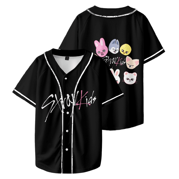 Stray Kids Merch SKZOO Baseball Shirt Unisex T-Shirt Short Sleeve Casual Shirts