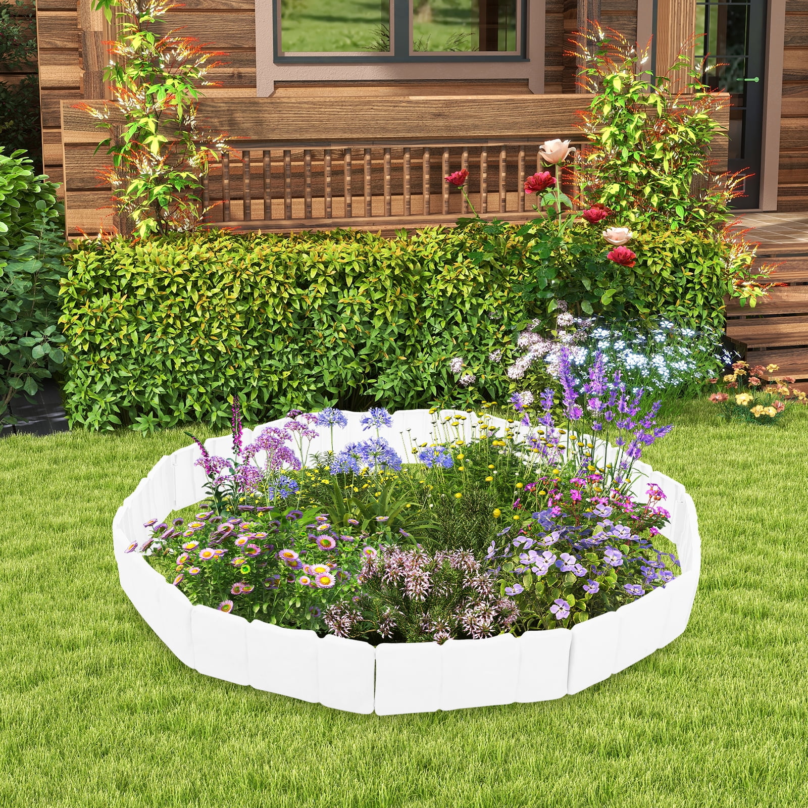 10 Pcs Plastic Garden Edging Landscape Round Decoration Edge Fence White