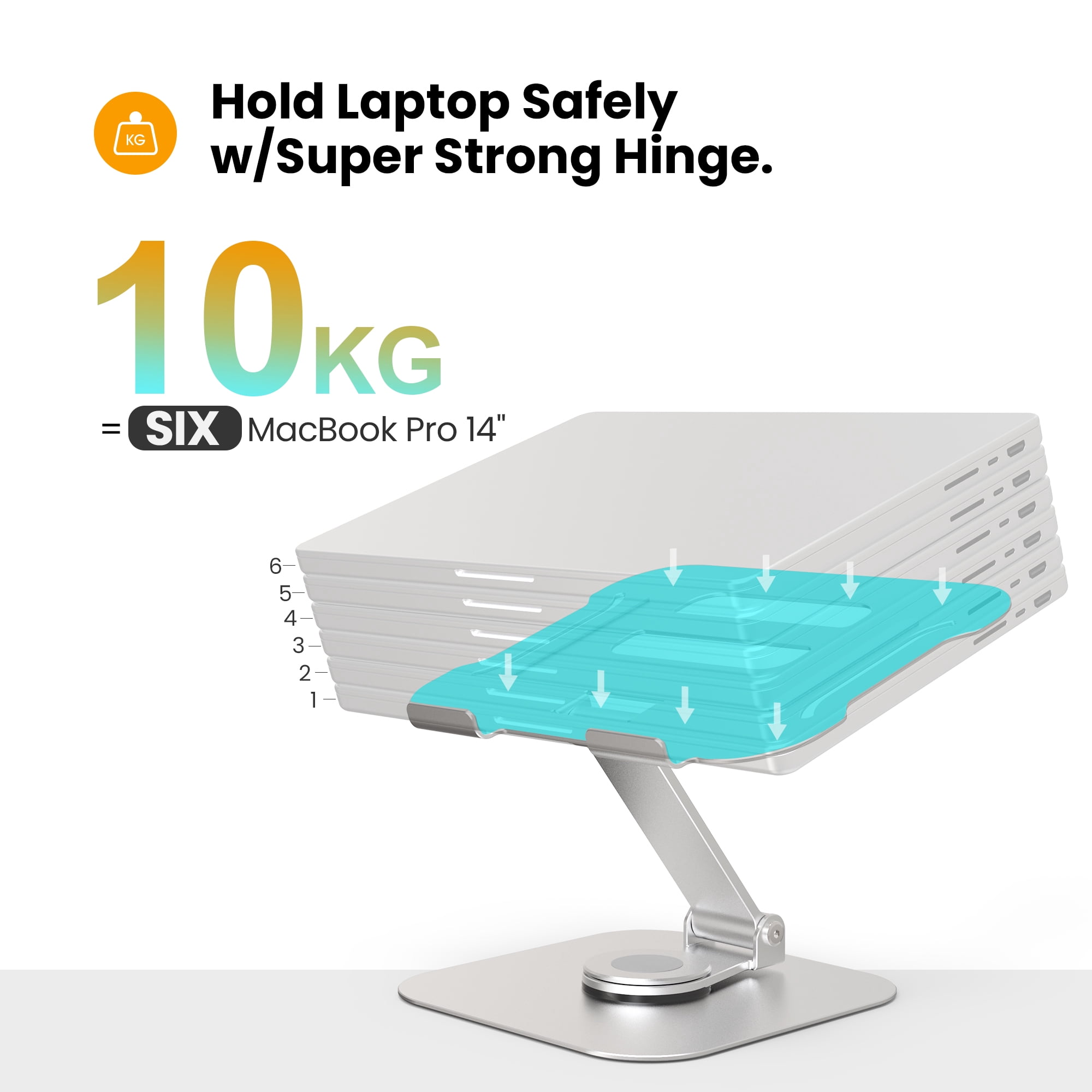 Beelta Laptop Stand for Desk, Laptop Riser Computer Stand Adjustable Height with 360° Rotating Base, Foldable & Portable Laptop Stands, Compatible with MacBook, All Laptops Tablets 10"-16", BSL902S