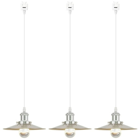 

Kiven Anti Glare J-Type Track Lighting Pendants 3-Light J Track Pendant Lights Industrial J Track Light Pedant for Kitchen Island Restaurant Hallway Chrome