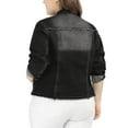 thumbnail image 3 of GRACE & GRANDEUR Veste en Denim Effiloché pour Femme Grande Taille, Délavée, à Boutons devant, Noire 1X, 3 of 7