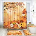 thumbnail image 6 of FRAMICS 16-Piece Fall Shower Curtain Sets with Rugs, Maple Leaves Pumpkin Bathroom Sets, Waterproof Fabric Bathroom Curtain Decor with Hooks, 6 of 10