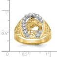 thumbnail image 2 of Solid 14k Yellow and White Gold Two Tone Diamond Men's Ring Band Size 12 (.14 cttw.), 2 of 3