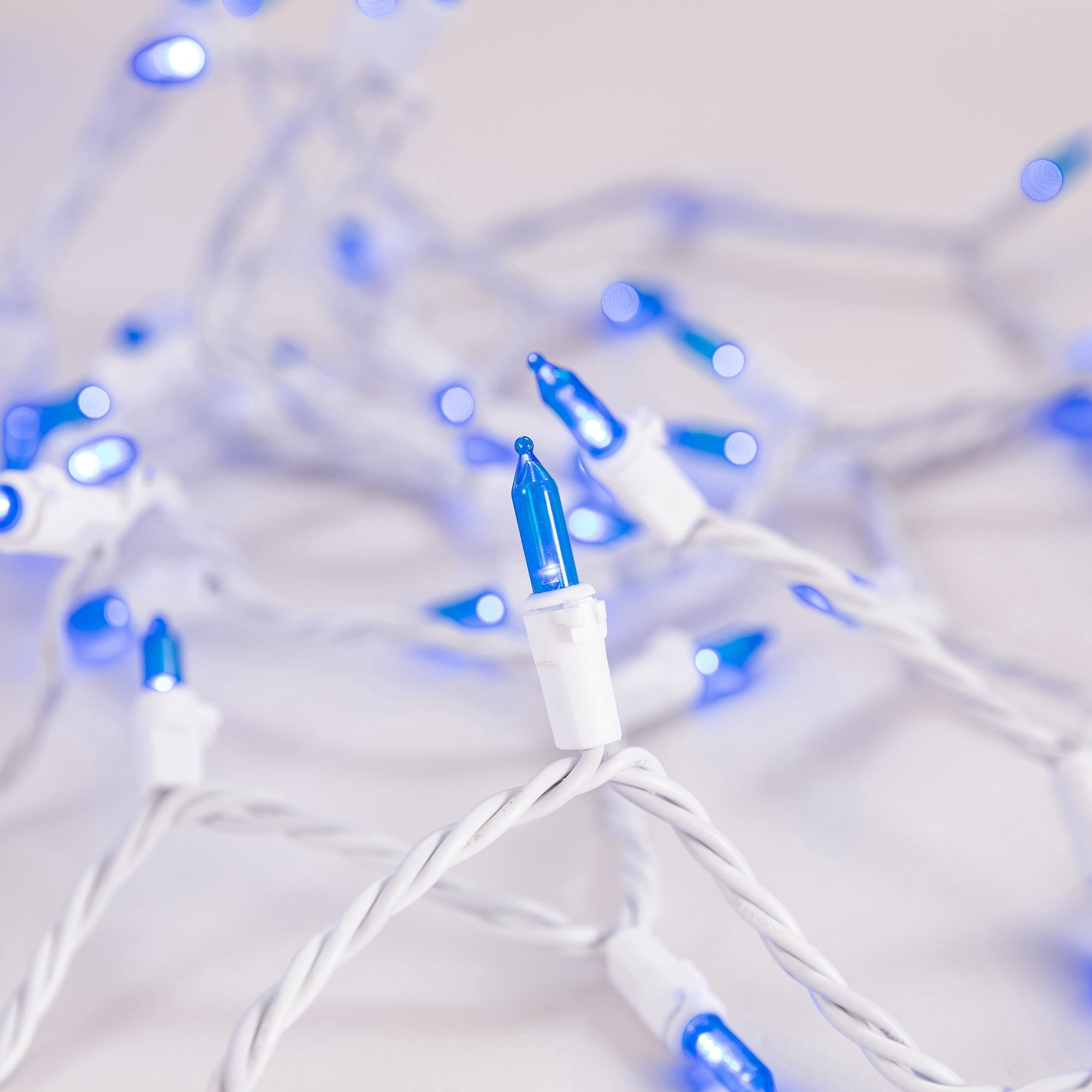Indoor/Outdoor 300-Count LED Mini Christmas String Lights, Blue, White Wire, 62.3', by Holiday Time