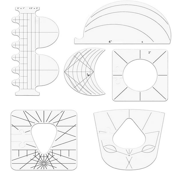 6 Pieces Quilting Rulers Acrylic DIY Patchwork Template Gauges Sewing
