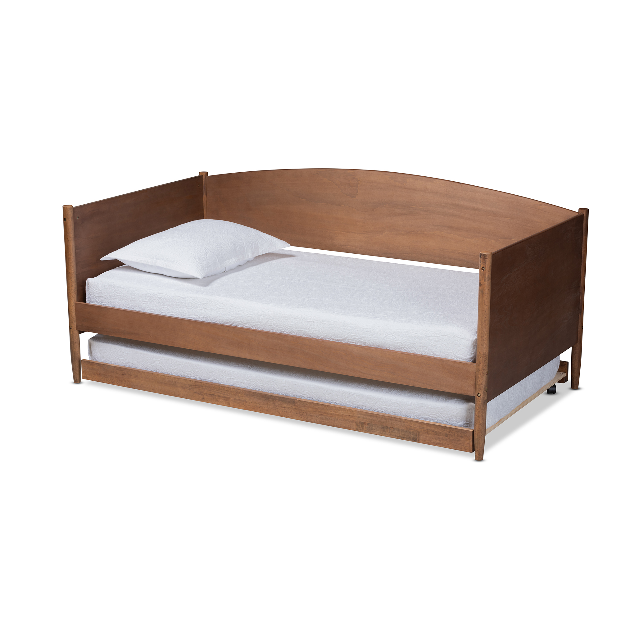 Baxton Studio Veles MidCentury Modern Ash Wanut Finished Wood Daybed with Trundle