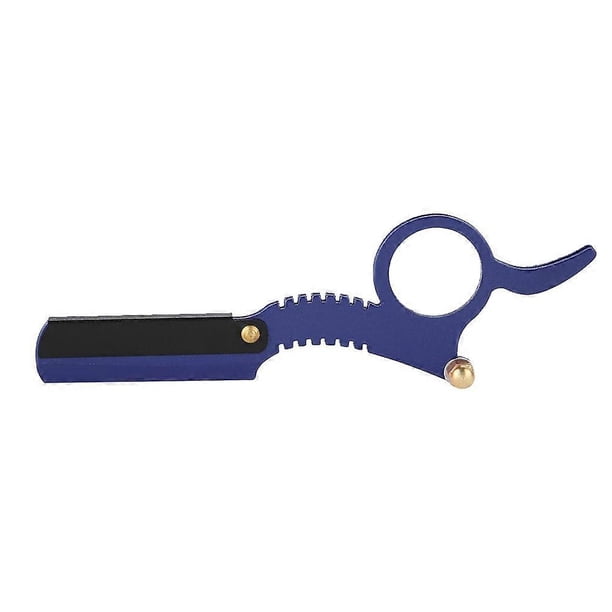 Vintage Barber Straight Edge Razor with Easy Blades Replacement Mechanism Beard Shaving Blue