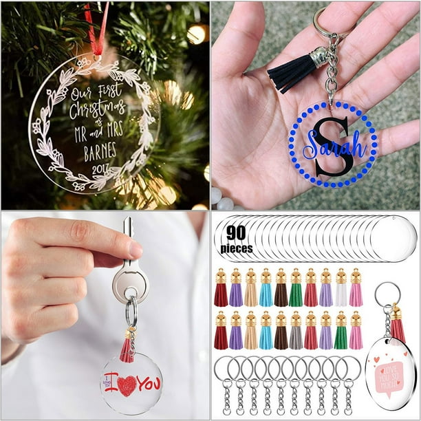 Download 90pcs Clear Acrylic Circle Discs Kits Keychain Blanks Tassel Pendant Diy Kit Party Diy Handmade Gifts Walmart Com Walmart Com