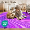 thumbnail image 4 of ODIKA 3'x5' Washable Accent Rug Pet Friendly, Non-Shedding Mat Pink Ombre Tie Dye Swirl Blend Furry Quilted Purple Gradient Refined for Bedside, Nursery Room, 4 of 7