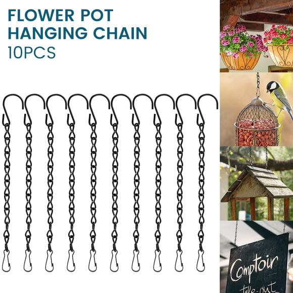 RELAX 10pcs Replacement Hanging Chains 9.5" Steel Hanging Basket Chain Garden Plant Hanger Chains with Hook Clip Home Hanging Extension Chain for Bird Feeders Wind Chimes