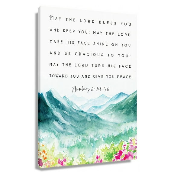 Bible Verse Canvas Wall Art Mountain Flower Posters Numbers 6 24-26 Prints Painting Pictures For Bedroom Unframed 12x18 in