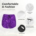 thumbnail image 3 of JUNZAN Purple Glitter Print Women's Athletic Gym Running Shorts with Phone Pockets - Workout Shorts-Large, 3 of 8