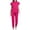 Hot Pink, variant on Scrub Sets for Women Solid Color Casual Nurse Protective Uniform Short Sleeved Round Neck Shirt Set