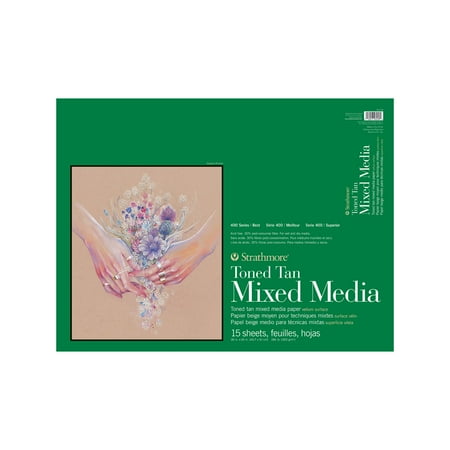 Strathmore Toned Mixed Media Paper Pad, 400 Series, 15 Sheets, 18 in x 24 in, Toned Tan