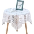 thumbnail image 2 of Embroidery Lace Flower Tablecloth Home Wedding Party Decor Table Cover Square Rectangular Round Table Cloth Art Yarn Table Cloth (03 White,Diameter 195cm Round), 2 of 7
