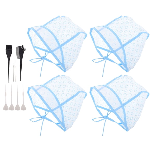 HAMPPLIES 12Pcs Hair Highlighting Cap Kit Adjustable Multicolor Hair Dye Cap with Holes and Crochet Needle for Salon Use