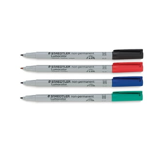 Staedtler Lumograph Non-Permanent Wet Erase Marker Pens, Fine Tip  Refillable Colored Marker, Black, 315-9
