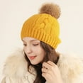 thumbnail image 3 of Jamicy Womens Beanies Christmas Present Winter Soft Knit Beanie Hat with Faux Fur Pom Pom Warm Skull Cap Beanies for Women, 3 of 6