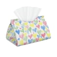 thumbnail image 2 of Lsque Hand Drawn Colored Hearts Printed Long Tissue Box Cover Holder, Facial Paper Organizer Dispenser,Triangle with Bottom Belt, PVC Leather Decorative Organizer, 2 of 9
