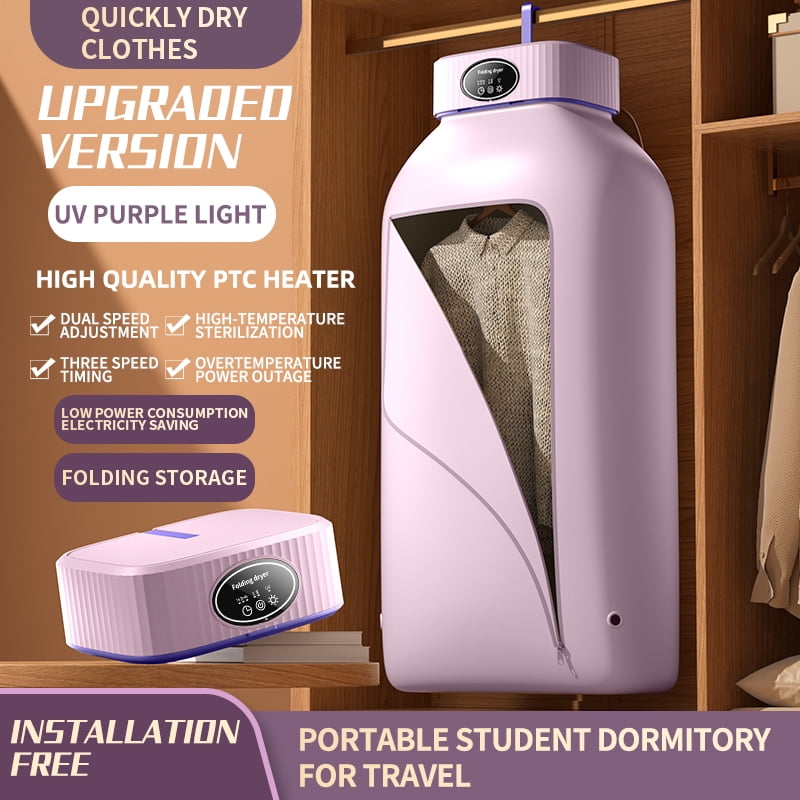 Eurhowing Portable Clothes Dryer, 600W Compact Electric Dryer Machine, Foldable Mini Dryer for Travel, RV, Apartment, Home Use, Purple
