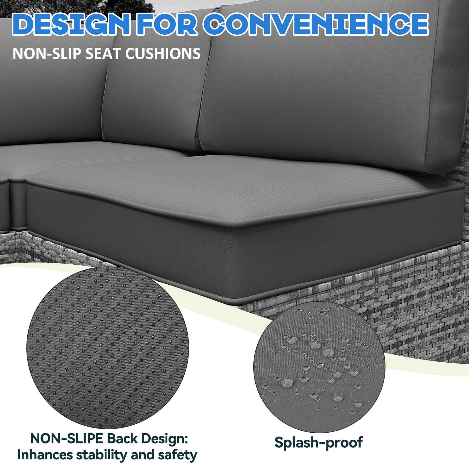 Yalissey Outdoor Replacement Cushions for Patio Furniture,Water-Resistant Sofa Cushions for Rattan Wicker Sectional Patio Conversation Sets,14-Piece Outdoor Couch Cushions Patio Sofa,Gray