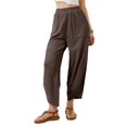thumbnail image 2 of Womens Baggy Wide Leg Pants Casual Elastic Waisted Palazzo Harem Pants with Pockets Coffee S, 2 of 9