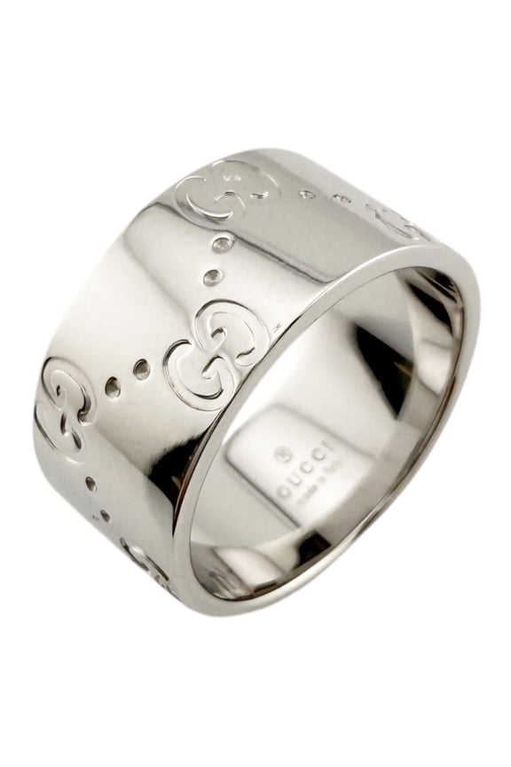 Pre-Owned Gucci Icon Wide Ring, 18K White Gold, Women's