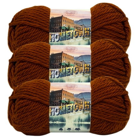 UPC: 0842093130055 | Lion Brand Yarn Hometown Stowe Sugar Maple Basic Super Bulky Acrylic Orange Yarn 3 Pack
