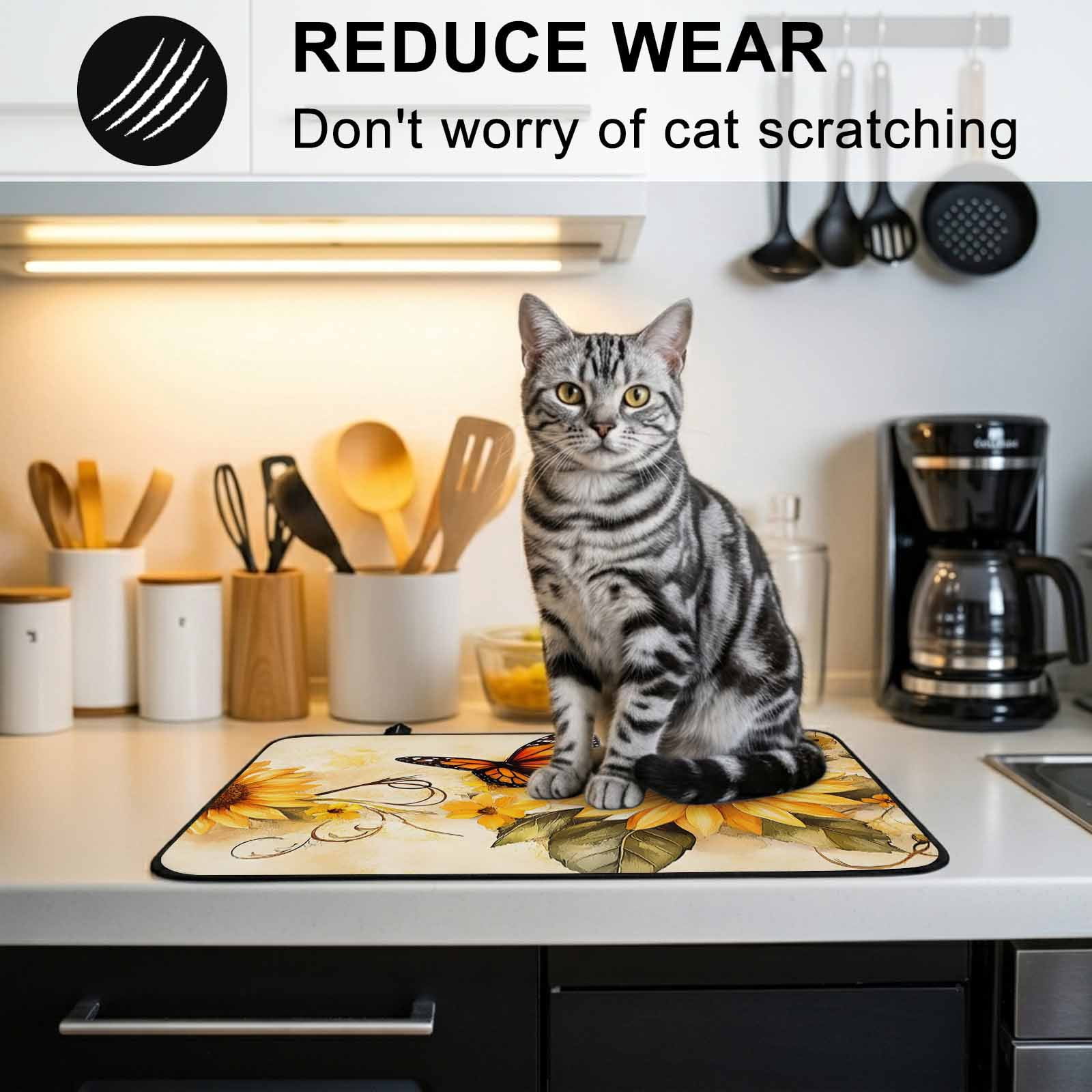 Sunflower Stove Top Cover for Electric Stove, Heat-proof & Non Slip Glass Top Stove Cover Protector, Butterfly Spring Floral Retro Kitchen Flat Cooktop Rubber Mat 24x21 Inches