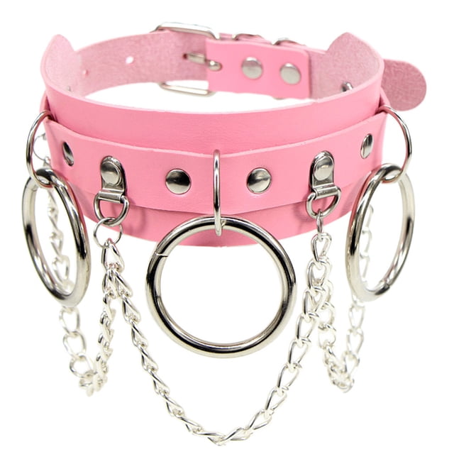 Collar para mujer, joyería para mujer, joyería para mujer, collar de cuero estilo punk gótico vintage, colgantes de corazón góticos, collar de moda