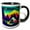 Black/White, variant on 3drose, Colorful Digital Art of a Tent and Mountains. Happy Camper Gift, 11oz Two-tone Blue Mug