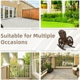 thumbnail image 5 of 2 Piece Outdoor Wood Wagon Rocking Chair, Patio Rustic Adirondack Porch Rocker with High Back & Slatted Seat, Carbonized Wood Rocker Chair with Wagon Wheel Armrest for Indoor, Backyard, Garden, 5 of 8
