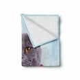 thumbnail image 2 of Cat Soft Flannel Fleece Blanket, Tuxedo Grey Scottish Fold Theme White Polka Dots Tie Bow Funny Illustration, Cozy Plush for Indoor and Outdoor Use, 50" x 60", Pale Blue Purpleblue, by Ambesonne, 2 of 6