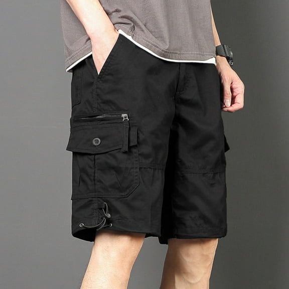 Men's Shorts, Summer Cargo Shorts for Men, ZHUGeLI Men's Belt Multiple Pockets Cotton Button Zipper Outdoor Sports Pants Work Pants Knee Length Shorts