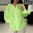 thumbnail image 2 of UTSJKR Womens Cotton Lined Shirts Casual V Neck Loose Fit Shirts Lightweight Thin Breathable Baggy Tops Beach Vacation Tops Green XXL, 2 of 7